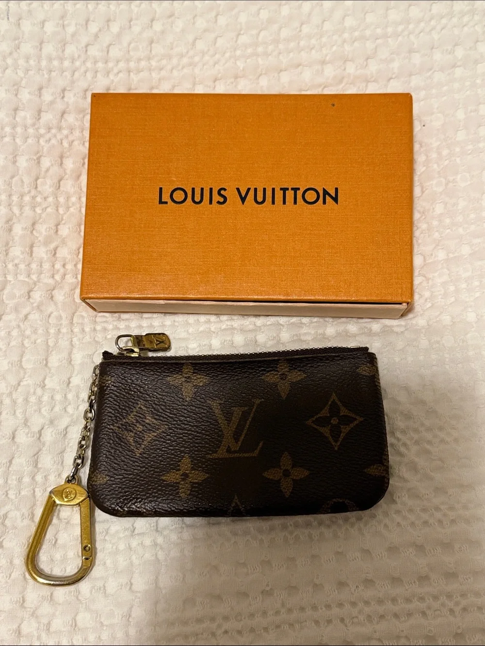 Louis Vuitton Brown Monogram Key Pouch with Gold Hardware